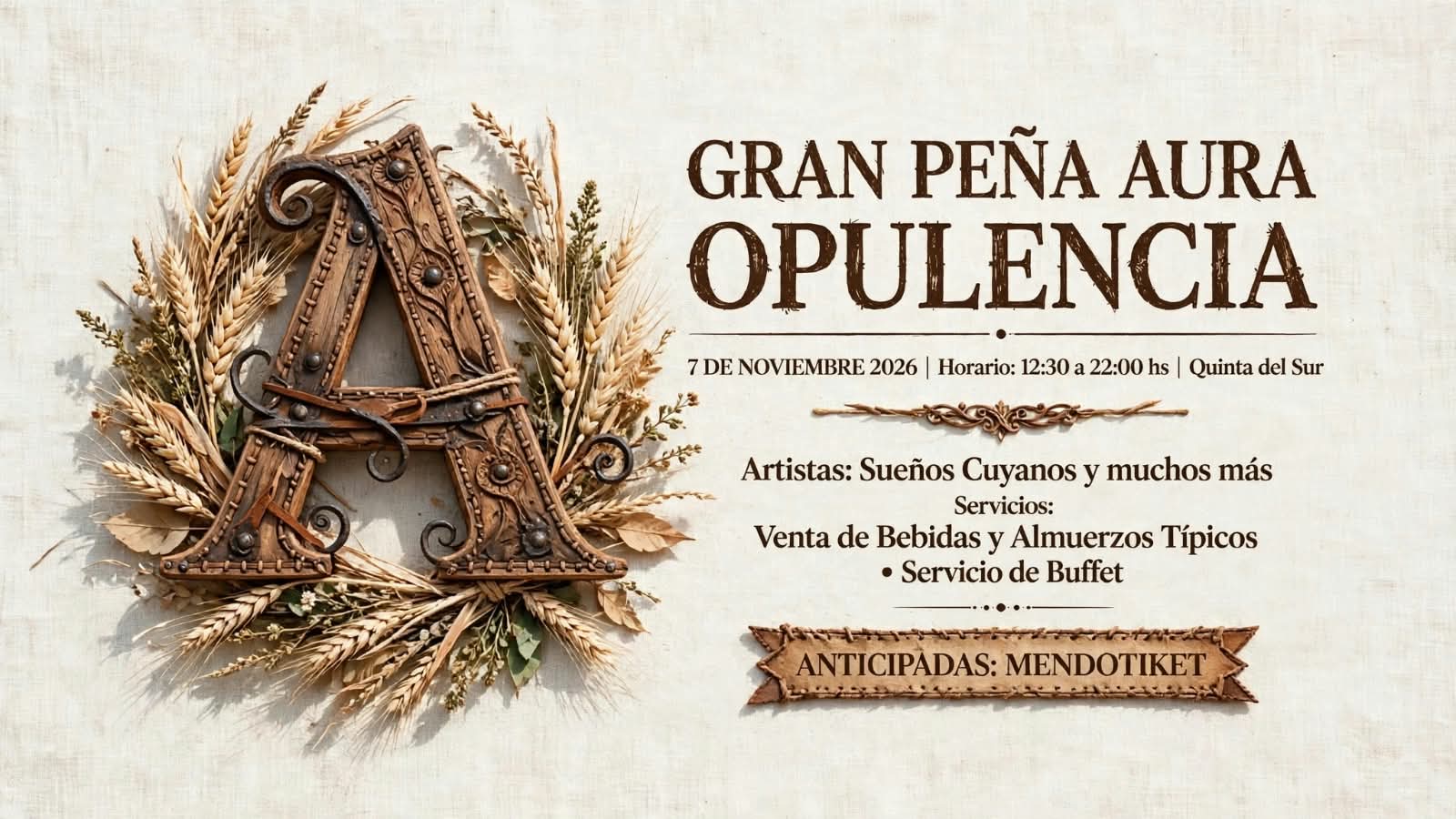 Gran Peña AURA OPULENCIA - Entradas en Mendoza